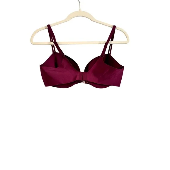 Victoria's Secret Burgundy Push-Up Bra 36C Underwire Double Strap Wine Maroon - Picture 2 of 3